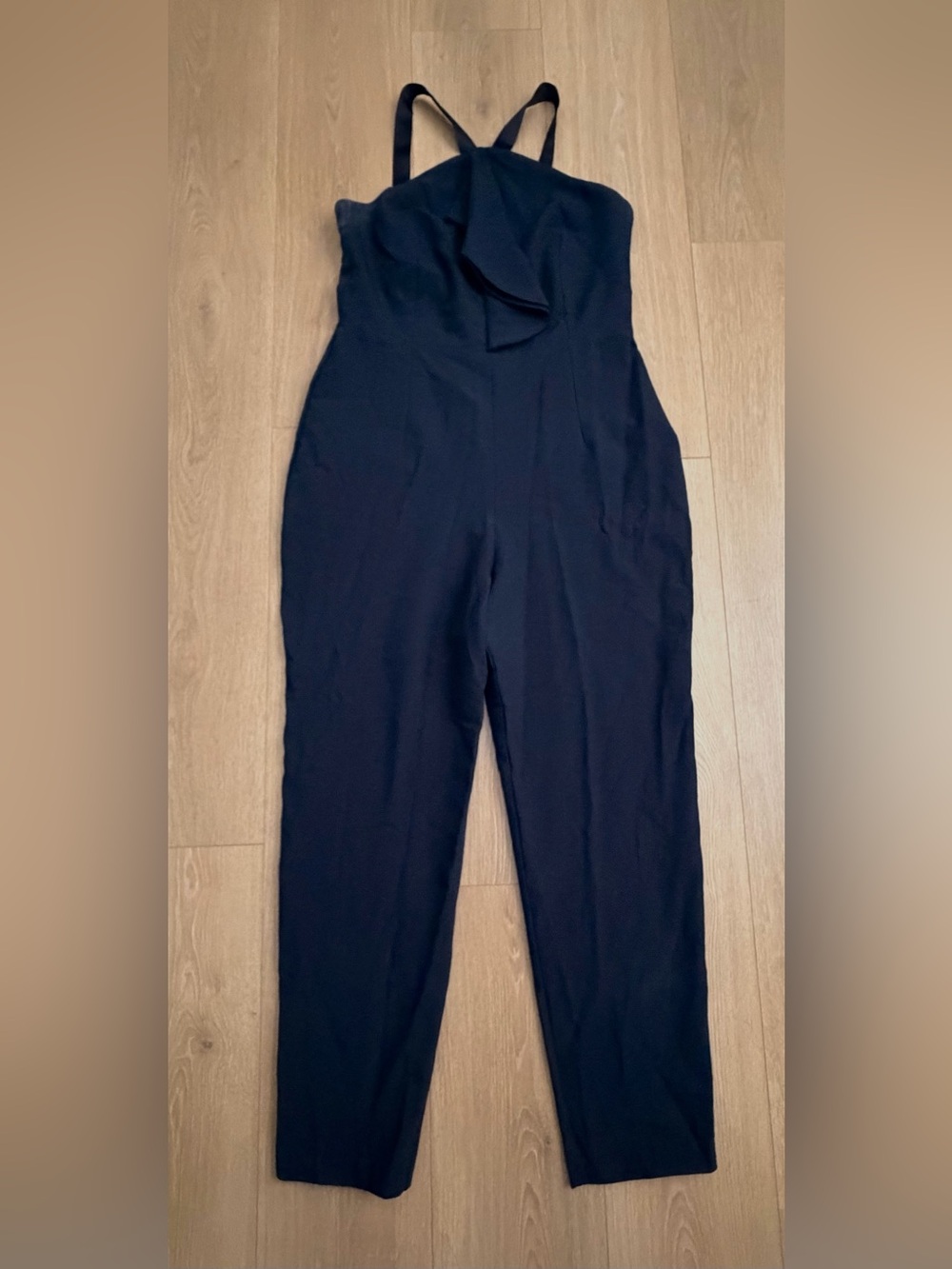 Elegant Navy Strap Jumpsuit with Front Detail